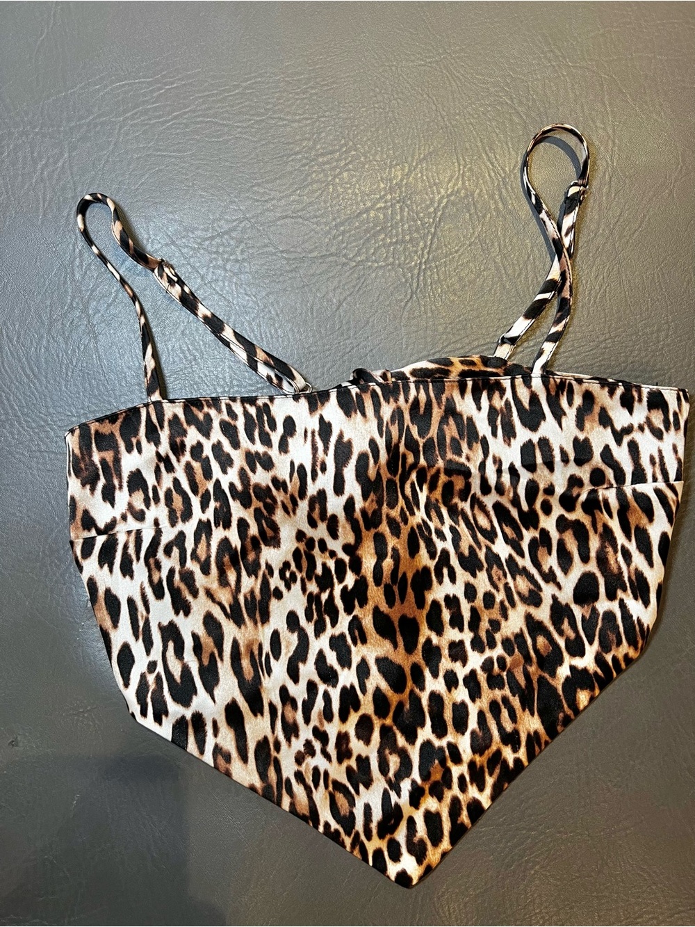 Forever 21 Leopard Print Satin Bandeau Top - Brown & Black